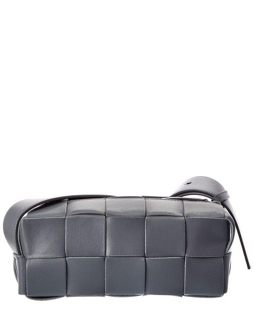 Bottega Veneta Gray Brick Cassette Small Maxi Intrecciato Leather Shoulder Bag