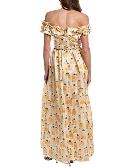 Agua Bendita Metallic Bisuteria Linen & Silk-Blend Maxi Dress