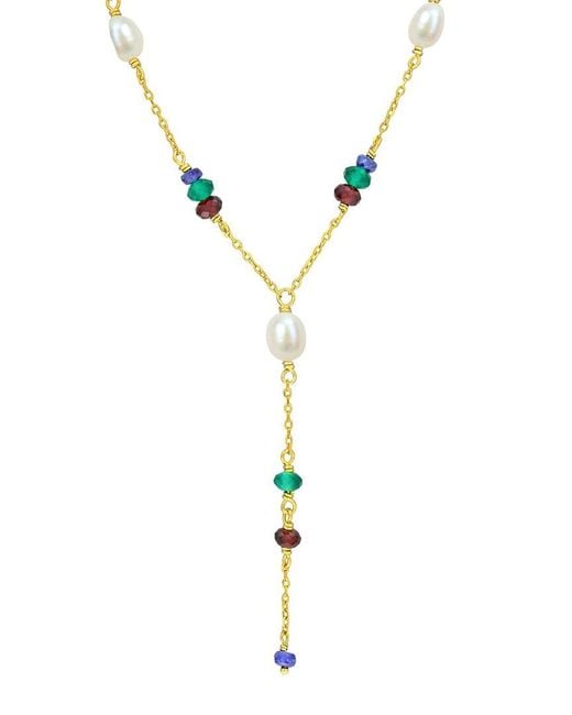 Rina Limor Metallic 3.61 Ct. Tw. Sapphire, Garnet, Onyx & 4-6.5 Mm Pearl Bead Necklace