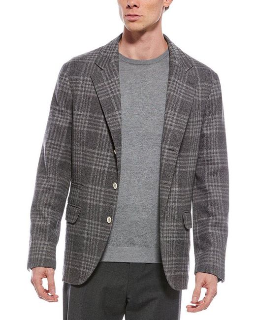 Brunello Cucinelli Gray Wool & Silk-blend Jacket for men