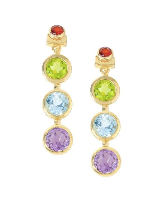 TIRAMISU Yellow Plated 4.66 Ct. Tw. Amethyst, Topaz, Peridot, Garnet Stud Earrings