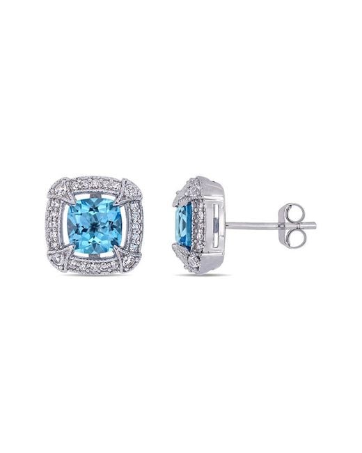 Rina Limor Blue 10K 2.52 Ct. Tw. Diamond & Gemstone Earrings