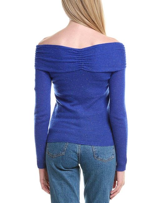 Autumn Cashmere Blue Off-The-Shoulder Cashmere Sweater