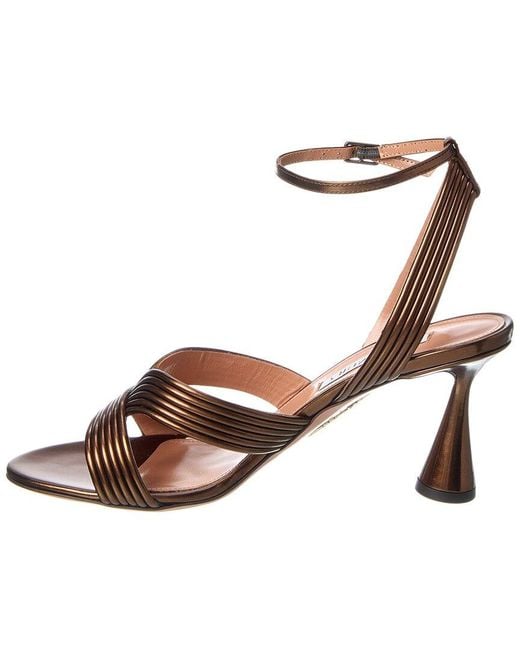Aquazzura Brown Darly 75 Metallic Leather Sandal