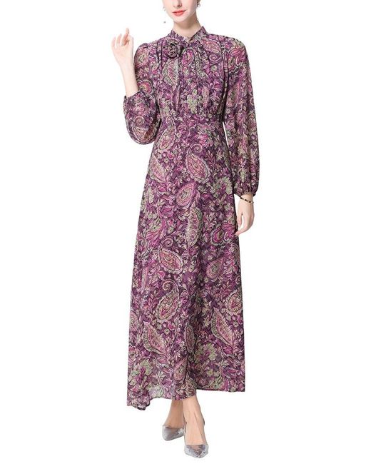 Kaimilan Purple Printed Maxi Dress