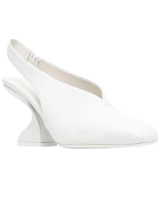 Ferragamo White Leather Slingback Pump