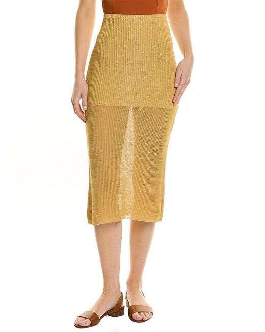 WeWoreWhat Yellow Knit Midi Skirt