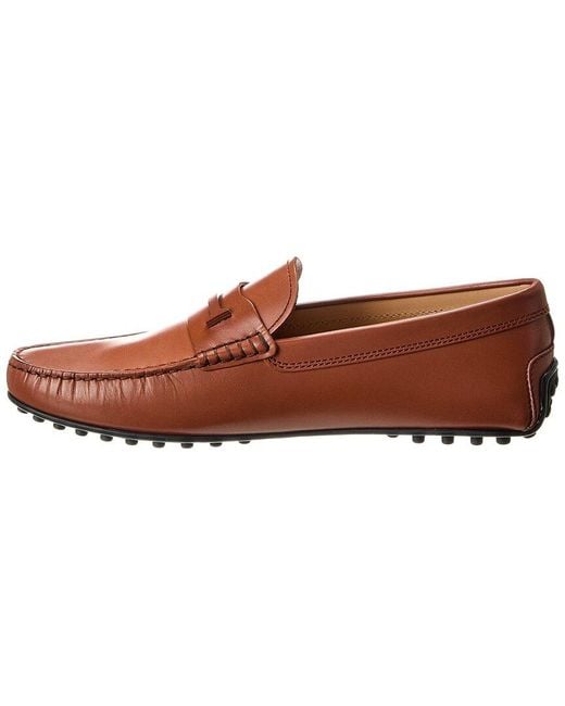 Tod's Brown City Gommino Leather Loafer for men