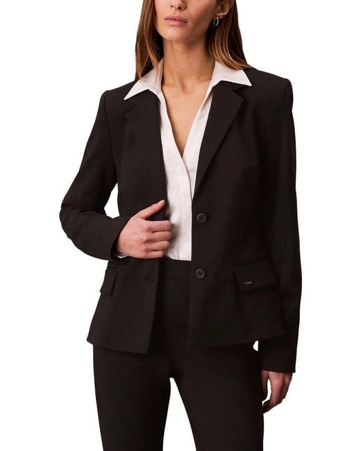 Calvin Klein Black Ponte Tailored Blazer