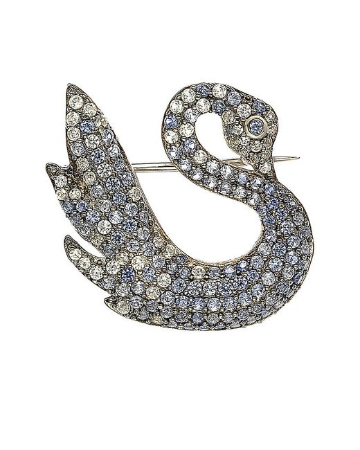 Suzy Levian Gray 18K & 1.52 Ct. Tw. Sapphire Swan Brooch