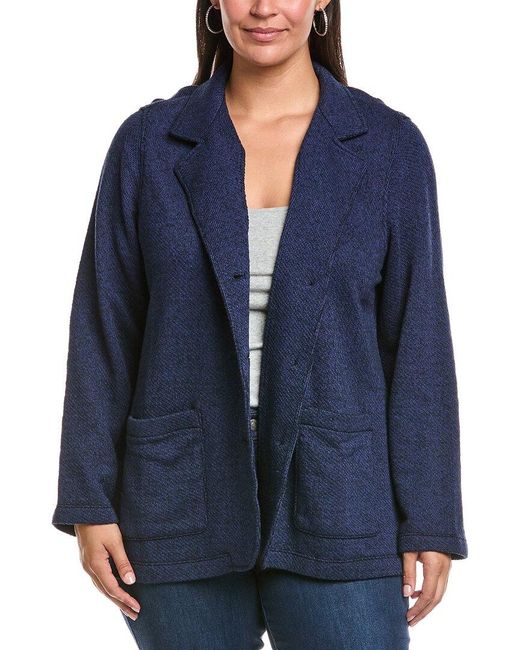 Eileen Fisher Blue Plus Stand Collar Jacket