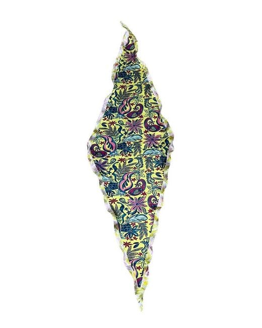 Nicole Miller Green Paisley Satin Neck Scarf
