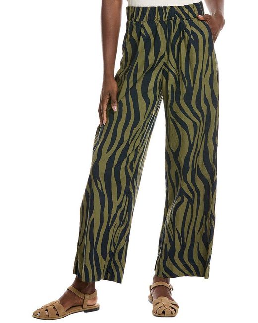Stateside Green Zebra Voile Pull-On Trouser