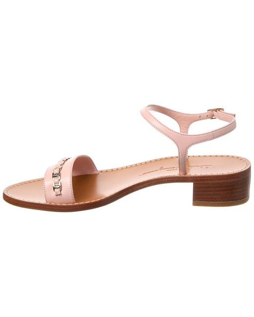 Ferragamo Pink Vara Chain Leather Sandal
