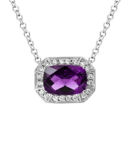 Diamond Select Cuts Purple 14k Diamond .16 Ct. & 1.25 Ct. Amethyst Necklace