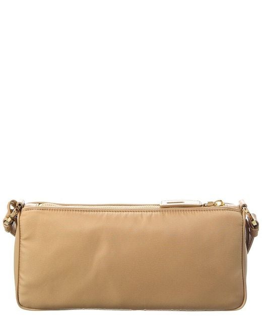 Prada Natural Small Re-nylon & Leather Shoulder Bag
