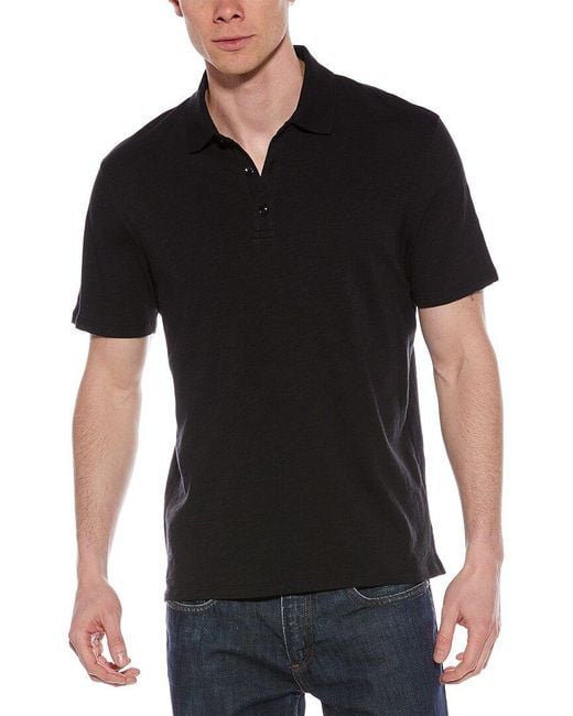 Vince Slub Polo Shirt in Black for Men Lyst UK