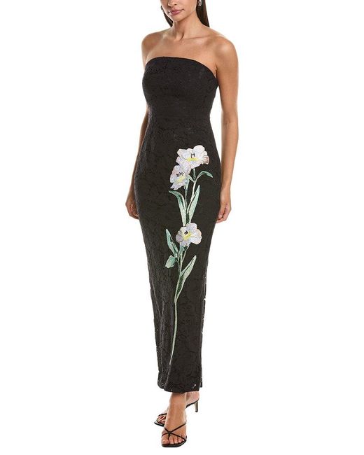 MILLY Black Dolores Lace Embroidered Dress