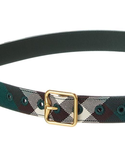 Burberry Check Canvas & Leather Belt in Green | Lyst UK display picture 3