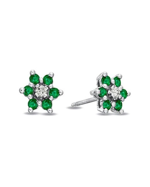 Diana M Green Fine Jewelry 14k 0.48 Ct. Tw. Diamond & Emerald Flower Cluster Earrings
