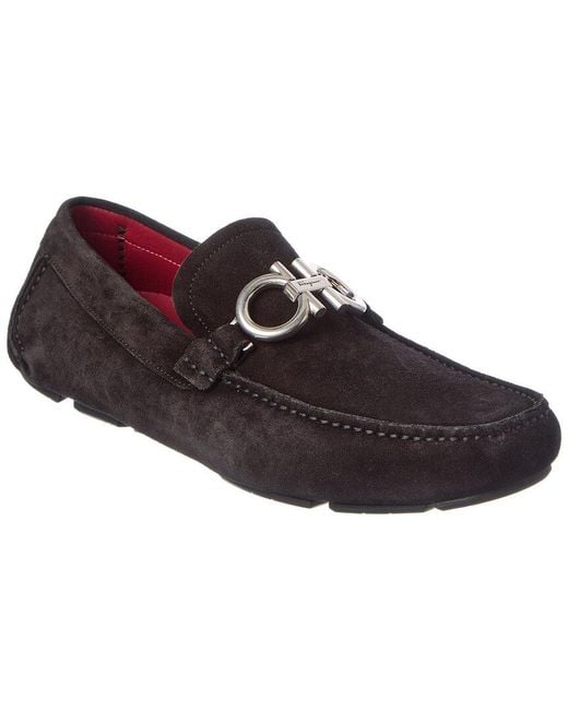 Ferragamo Brown Switch Light Suede Driver Loafer for men
