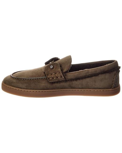 Christian Louboutin Brown Chambeliboat Suede Boat Shoe for men