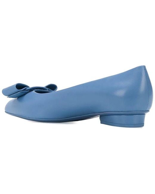 Ferragamo Blue Viva Leather Ballet Flat