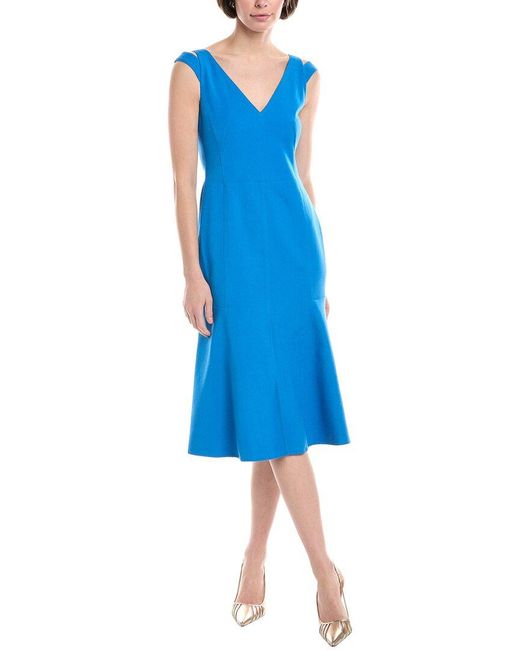 Akris Blue Silk-Blend Sheath Dress