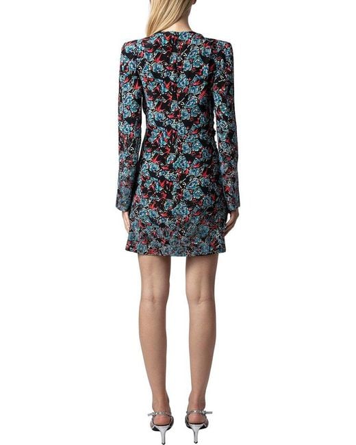 Zadig & Voltaire Black Radar Thunder Strass Silk Dress