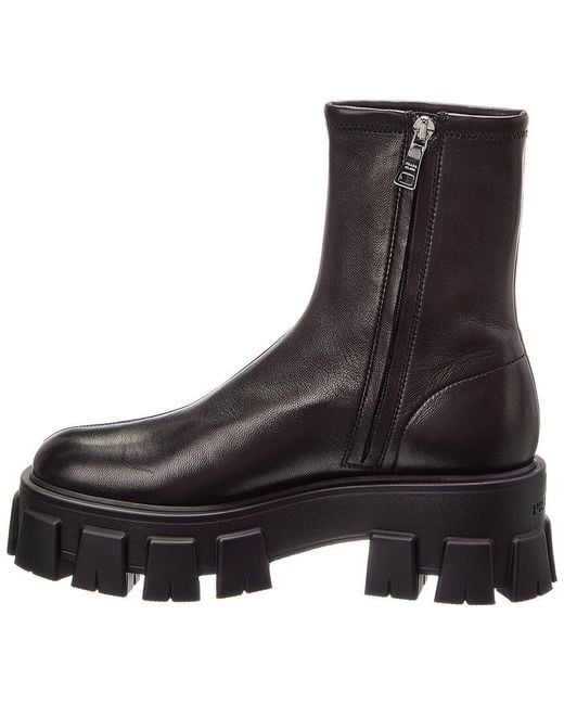 Prada Black Monolith Stretch Leather Bootie
