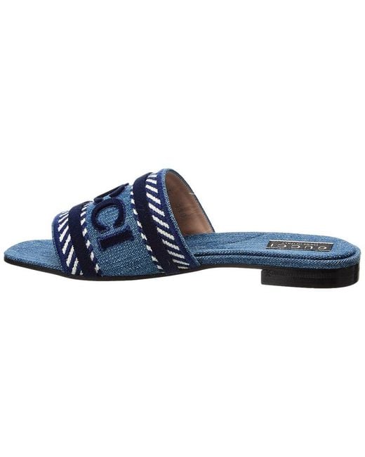 Gucci Blue Script Denim Sandal