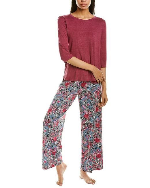 Ellen Tracy 2pc Top & Wide Leg Pant Set in Red | Lyst