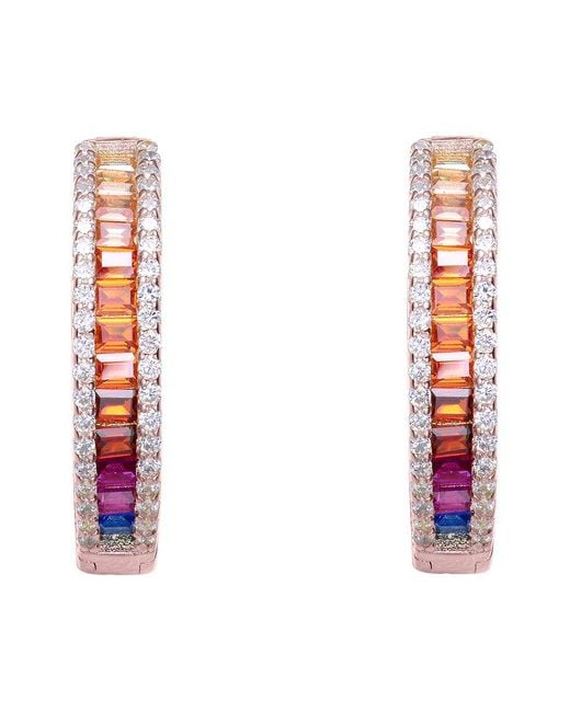 Genevive Jewelry White Diamond Cz Hoop Earrings