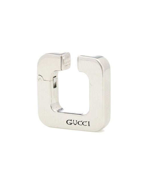 Gucci White Logo Engraved Earring