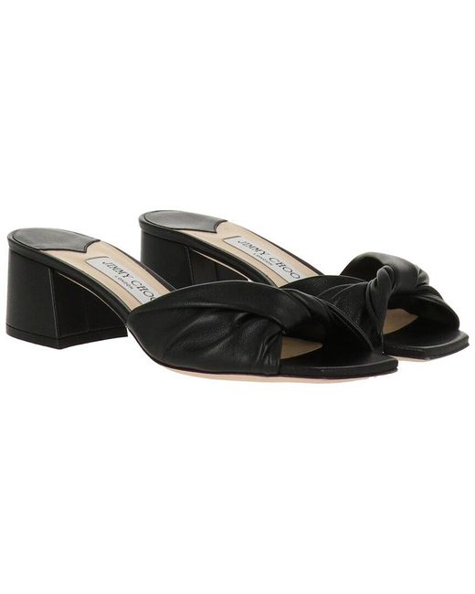 Jimmy Choo Lyn 45 Leather Sandal in Black | Lyst