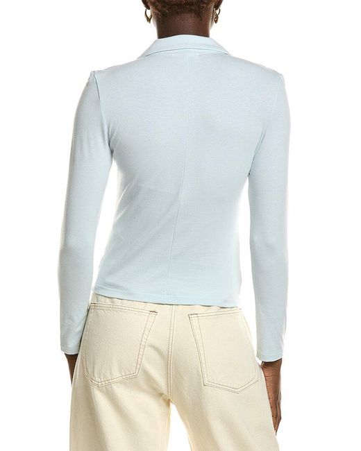 Rag & Bone Blue Lucy Ruched Polo Shirt
