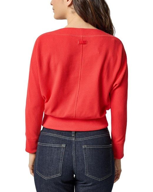 Lilla P Red Rib Trim Seamed Top