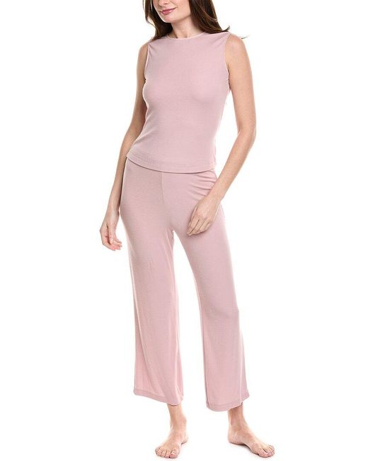 Natori Pink 2Pc Rib Essential Pajama Set