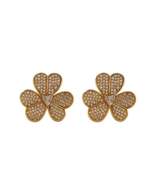 Prince Diamond & Jewelry Metallic 14K 2.02 Ct. Tw. Diamond Flower Studs Earrings