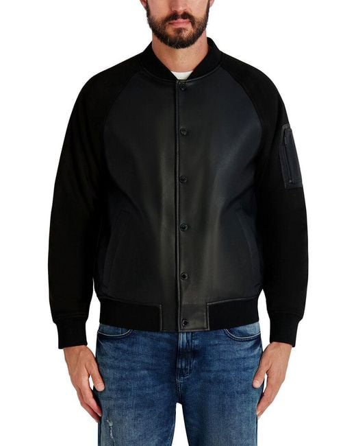Karl Lagerfeld Black Raglan Bomber Jacket for men