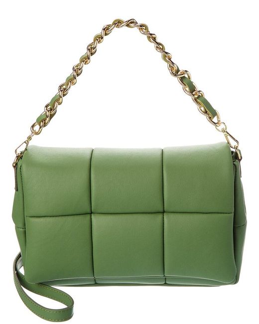 Isabella Rose Green Orla Leather Pillow Shoulder Bag