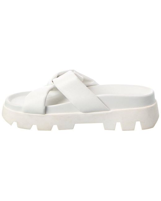 Ferragamo White Air Lug Leather Sandal