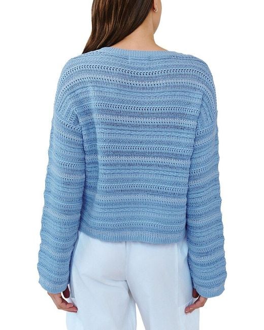 Bella Dahl Blue Textured Crewneck Sweater