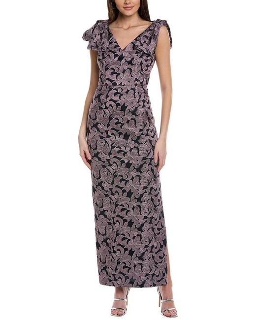 JS Collections Purple Gwendolyn Bow Column Gown