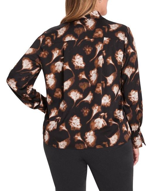 NIC+ZOE Black Plus Golden Ginko Popover Shirt