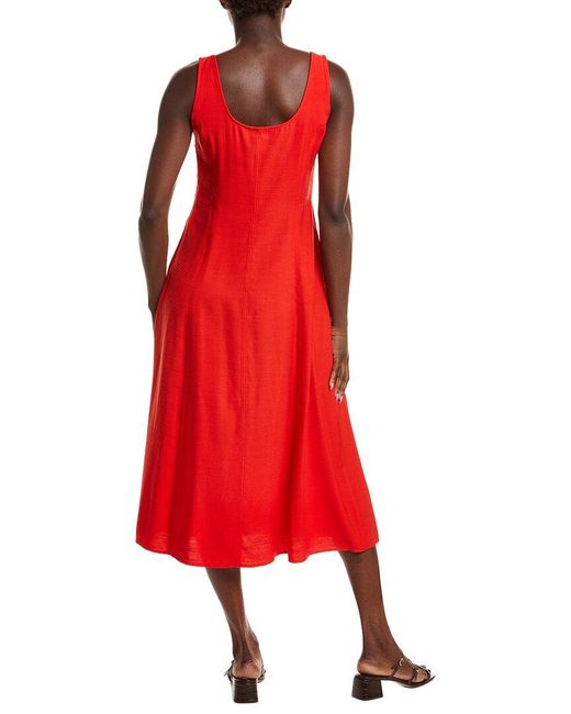 Anne Klein Red Solid Midi Dress