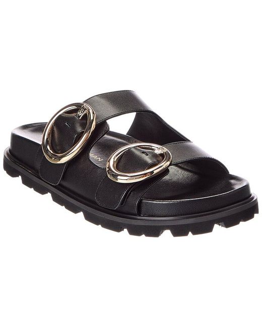 Stuart Weitzman Black Benni Leather Sport Slide
