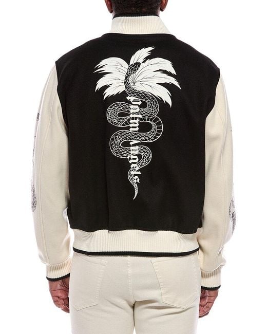 Palm Angels Black Logo Wool-Blend Jacket for men