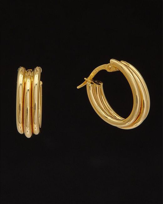 Italian Gold Black 14k Triple Oval Hoops