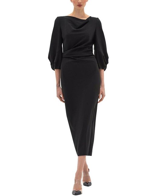 BGL Black Wool-Blend Midi Dress